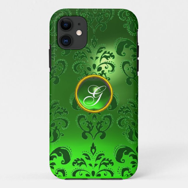 Coques Case-Mate iPhone DAMASK GEM MONOGRAS vert (Dos)