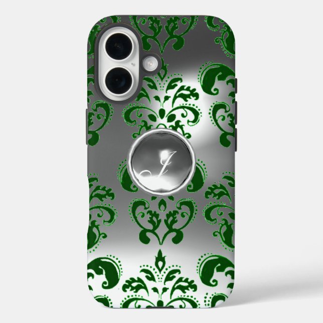 Coques Case-Mate iPhone DAMASK GEM MONOGRAS vert blanc (Verso)