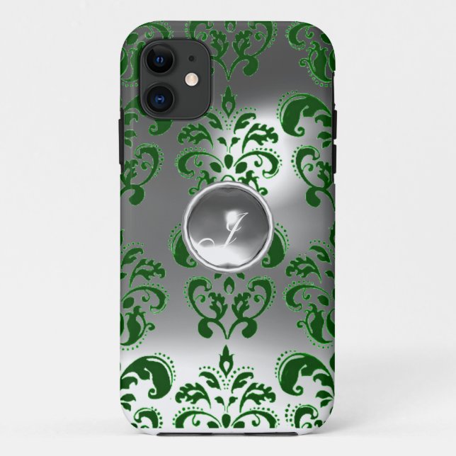 Coques Case-Mate iPhone DAMASK GEM MONOGRAS vert blanc (Dos)