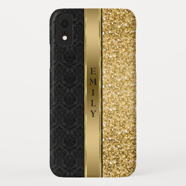 Coques Case-Mate iPhone Damask & Gold Parties scintillant (Dos)