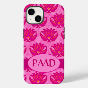 Coque Pour iPhone 14 Damask Moderne Art Nouveau Rose Monogramme Initial
