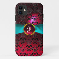 DAMASK MONOGRAM DE FILLE rouge bordeaux blanc ruba