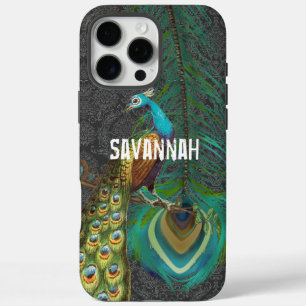 Coques iPhone 16 Pro Max Damask Peacock & Feather You Choose Color