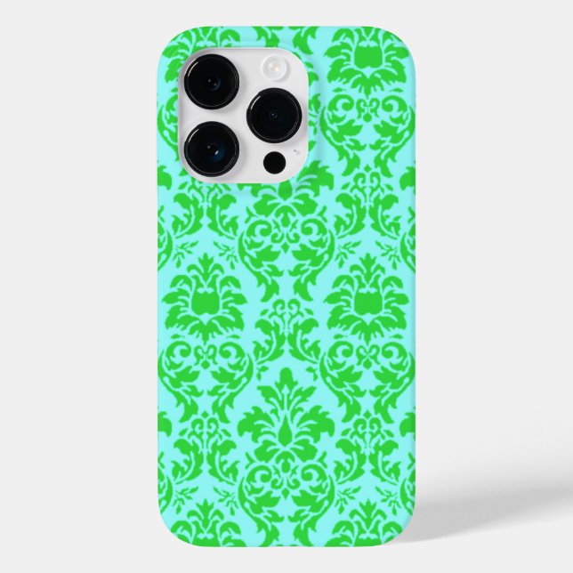 Coques Case-Mate iPhone Damassé bleu vert (Verso)
