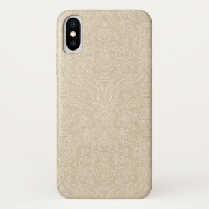 Coque Case-Mate Pour iPhone Damassé élégante florale beige de papier peint
