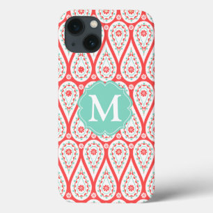iPhone 13 Case Damassé élégante moderne Paisley de corail