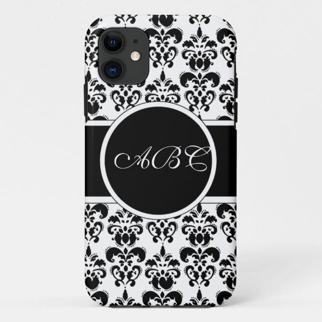 Coques Case-Mate iPhone damassé noir (Dos)