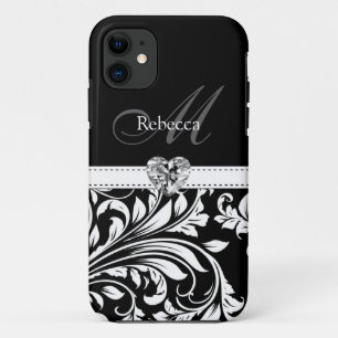 Etui iPhone Case-Mate Damassé noire et blanche élégante
