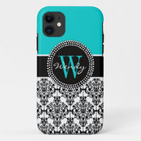Damassé noire turquoise personnalisée d'Aqua