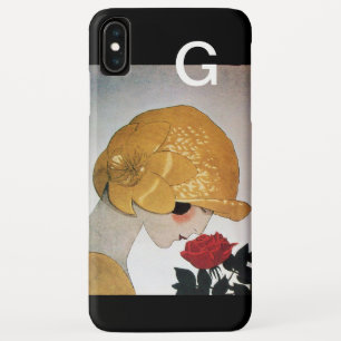 ETUI iPhone Case-Mate DAME AU MONOGRAMME ART DÉCO ROSE ROUGE