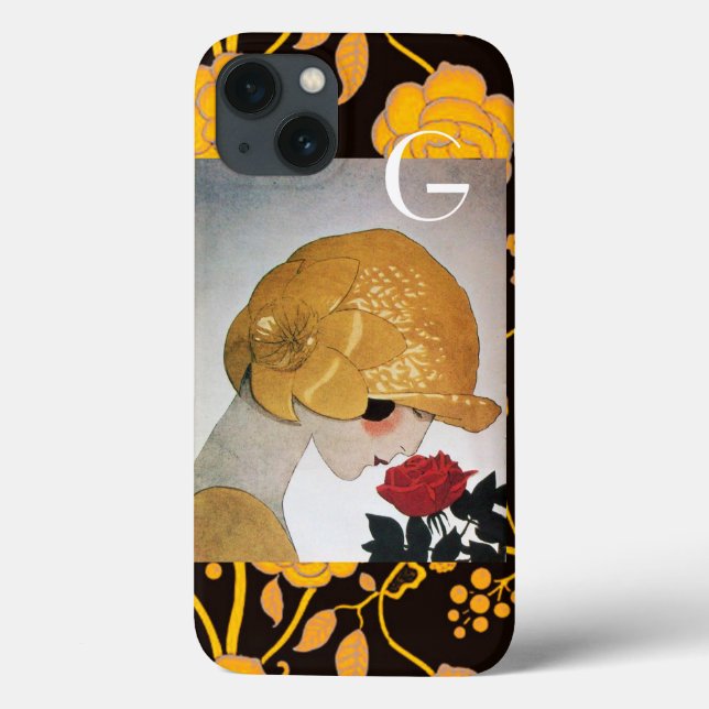 COQUES Case-Mate iPhone DAME AU MONOGRAMME DE ROSE ROUGE (Verso)