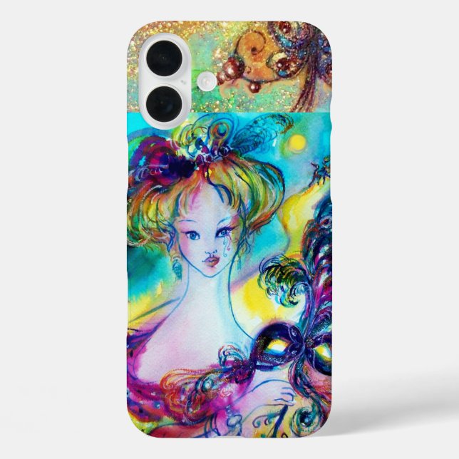 Coques Case-Mate iPhone DAME AVEC MASQUE FEATHEREE Vénitien Masquerade Nui (Verso)