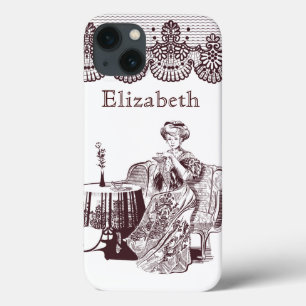 iPhone 13 Case dame boit du thé