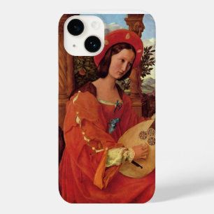 Coque Pour iPhone 14 Dame de la Renaissance en rouge jouant à la lite