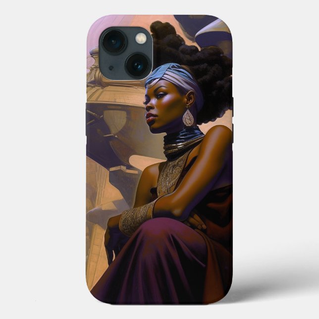 Coques Case-Mate iPhone Dame futuriste africaine-américaine (Verso)