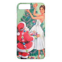 Dame vintage de Noël et cas de téléphone de Père