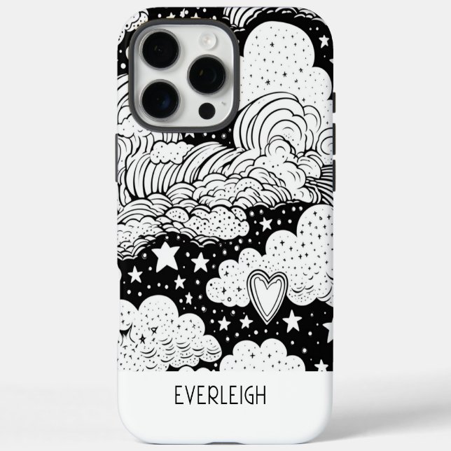 Coques Case-Mate iPhone Dames célestes Doodles Personnalisés (Verso)