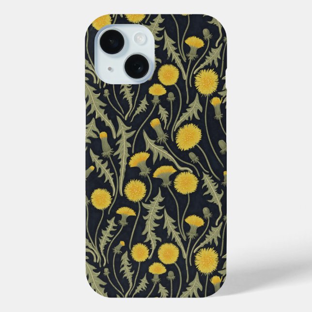 Coques Case-Mate iPhone Dandelions, vert, jaune et noir (Verso)
