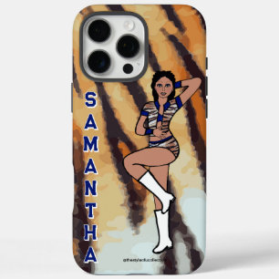 Coques iPhone 16 Pro Max Danseuse personnalisée Tigre Bleu #1