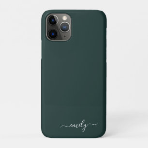 Case-Mate iPhone Case Dark Green Modern Script Nom du monogramme