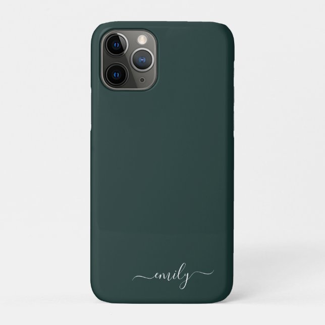 Coques Case-Mate iPhone Dark Green Modern Script Nom du monogramme (Dos)
