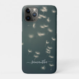 Case-Mate iPhone Case Dark Sage Green Dandelion blanc Nom du script Coqu