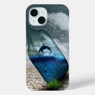 Coque Pour iPhone 15 Dauphin Dans Une Bouteille