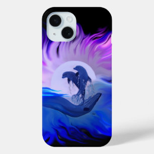 Coque Pour iPhone 15 Dauphins au clair de lune