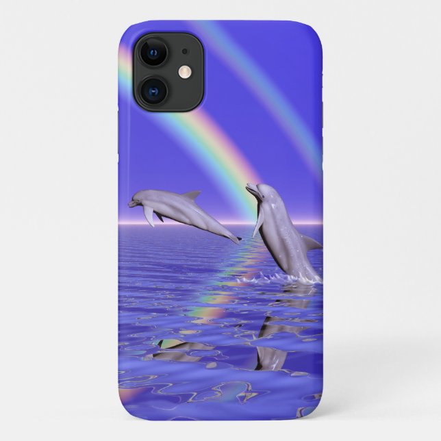 Coques Case-Mate iPhone Dauphins et arc-en-ciel (Dos)