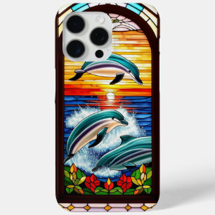 Coque iPhone 15 Pro Max Dauphins sautant au coucher du soleil sur l'océan