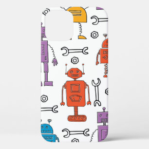 Case-Mate iPhone Case De mignons robots à doodle. Motif sans couture. Ch