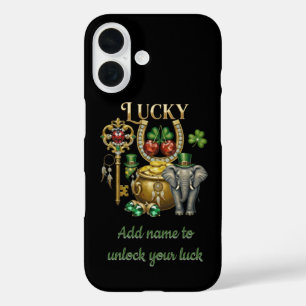 Coques iPhone 16 Débloquez votre chance, charmes dorés personnalisé