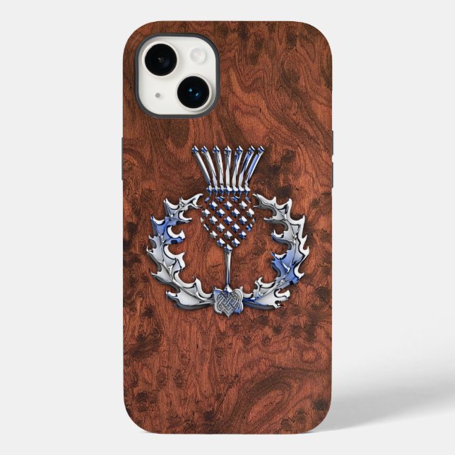 Coques Case-Mate iPhone Décor de chardon écossais gris argent sur un (Verso)
