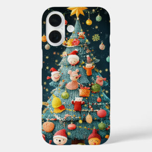 Coques iPhone 16 Décorations de Noël Festives en Tricot Arbre de No