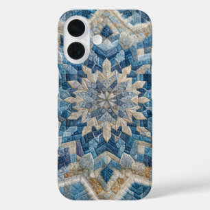 Coques iPhone 16 Découpe Kaleidoscope de flocon de neige rétro