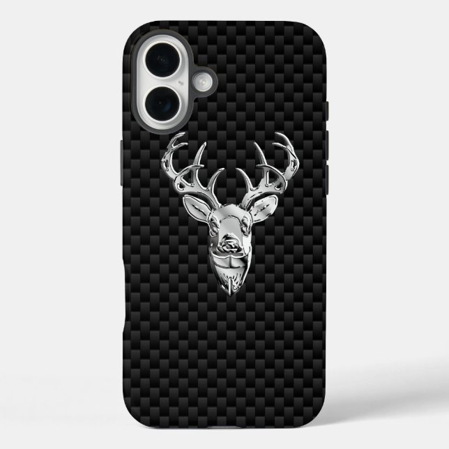 Coques Case-Mate iPhone Deer sur l'impression en fibre de carbone (Verso)