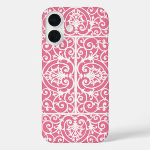 Coques iPhone 16 Défilement rose et blanc