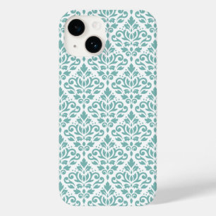 Coque Pour iPhone 14 Défiler Damask Motif Turquoise