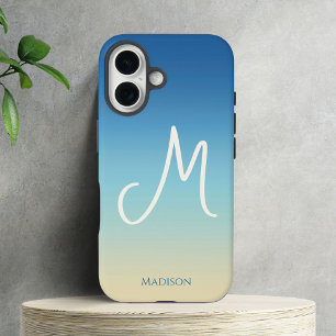 Coques iPhone 16 Dégradé de plage Monogramme 