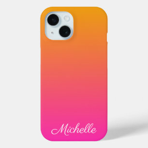 Coque Pour iPhone 15 dégradé jaune et rose ombre