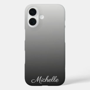 Coques iPhone 16 Dégradé ombré noir personnalisé nuances de gris