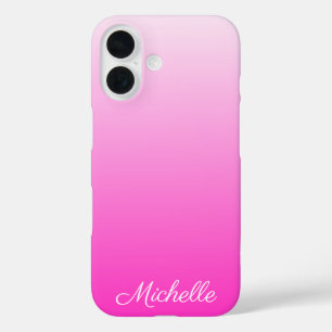 Coques iPhone 16 dégradé personnalisé à deux tons foncé rose chaud
