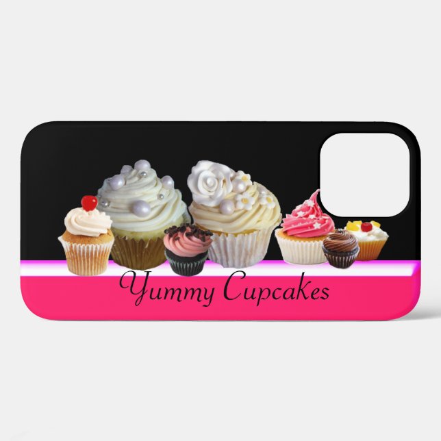 Coques Case-Mate iPhone DÉLICIEUX CUPCAKES DESERT SHOP, Rose, Fuchsia Blan (Verso (horizontal))