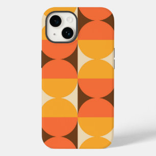 Coque Pour iPhone 14 Demi-Carré géométrique rétro et Motif circulaire