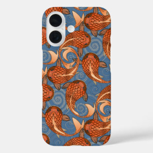 Coques iPhone 16 denim de poisson paisley