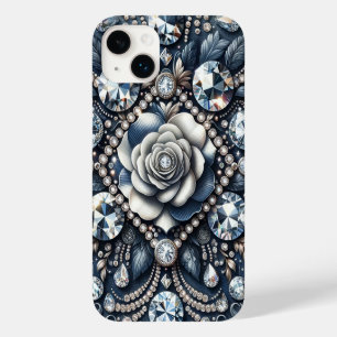 Coque Pour iPhone 14 Plus Denim & Diamonds Glam Bling Bijoux Roses