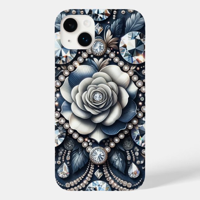 Coques Case-Mate iPhone Denim & Diamonds Glam Bling Rose Bijoux (Verso)