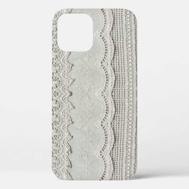 Coques Case-Mate iPhone Dentelle blanche subtile, gros plan textile. (Verso)