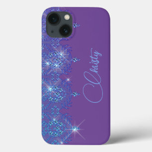 Case-Mate iPhone Case Dentelle bleu et violet élégant diamant brillant