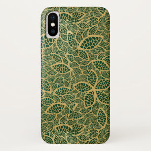 Case-Mate iPhone Case Dentelle d'or de feuille sur l'arrière - plan vert